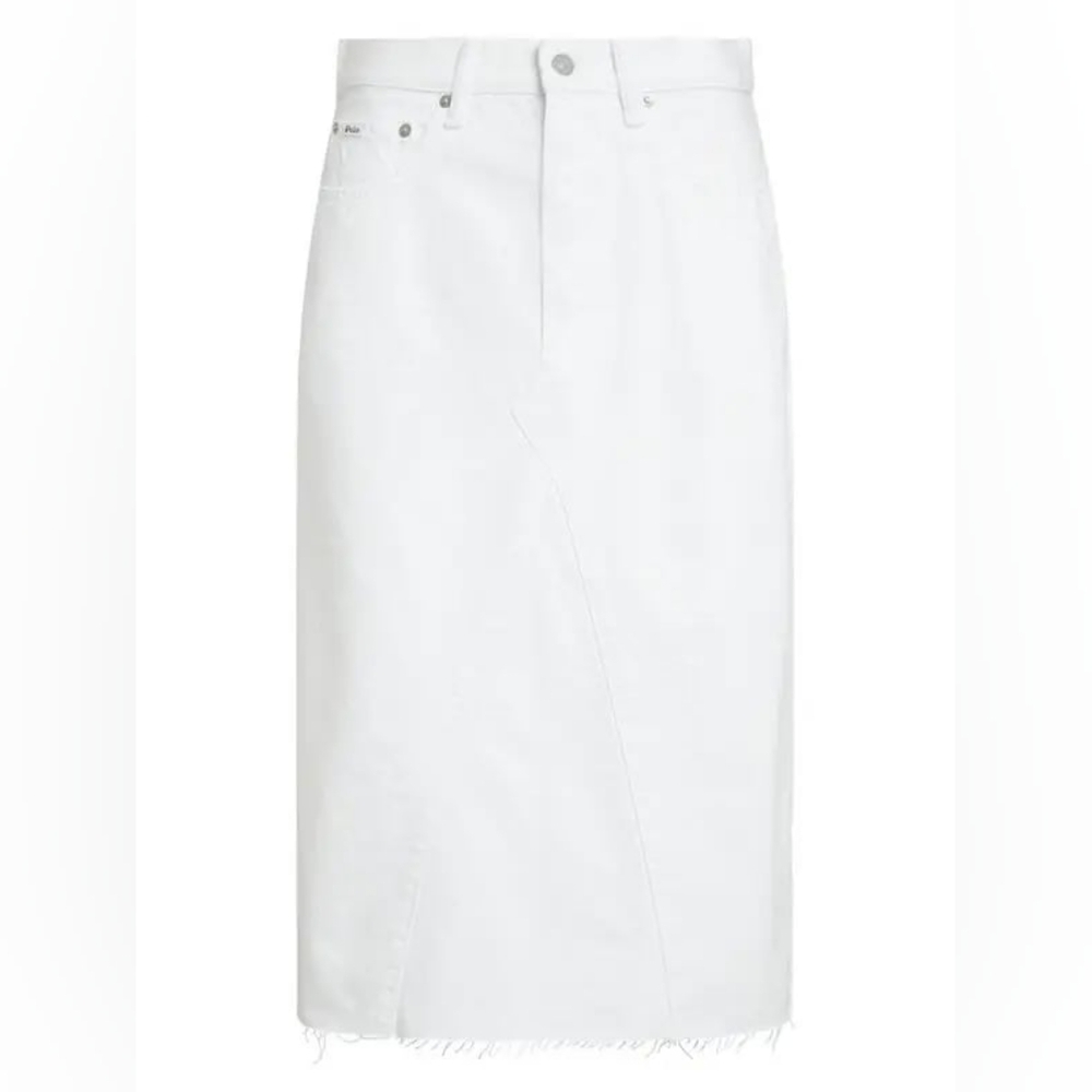 Polo Ralph Lauren White Denim Midi-skirt Size 30/ US 8